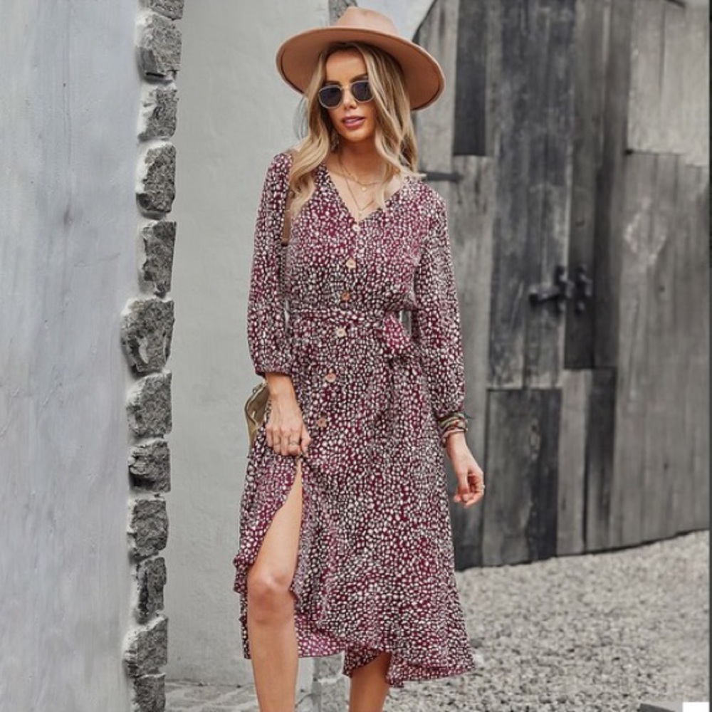 Burgundy Midi Dress Size Small